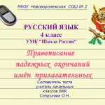 Правописание окончаний имён прилагательных м.р. и с.р. в единственном числе