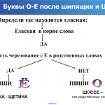 О,Е после шипящих и Ц