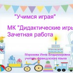 МК Дидактические игры. Зачетная работа.
