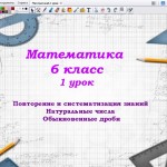 Повторение и систематизация знаний по теме «Натуральные числа. Обыкновенные дроби