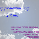 Урок окружающего мираТема "Смена дня и ночи" 2 класс