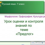 Урок оценки и контроля знаний по теме "Предлог"